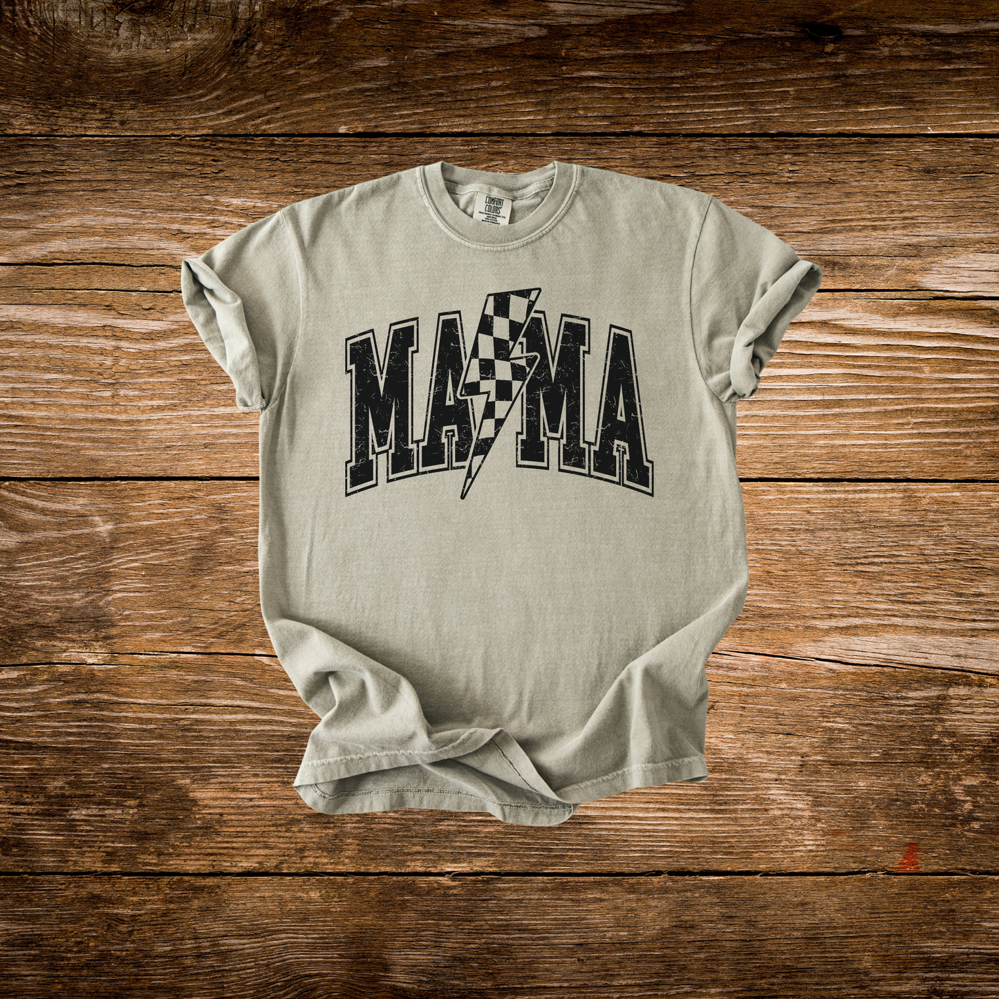 Checkered Bolt Mama Tee