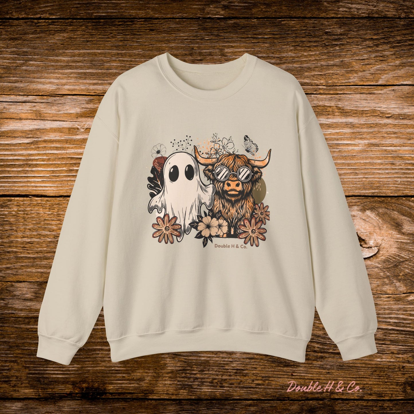 Floral Cow & Ghost Crewneck