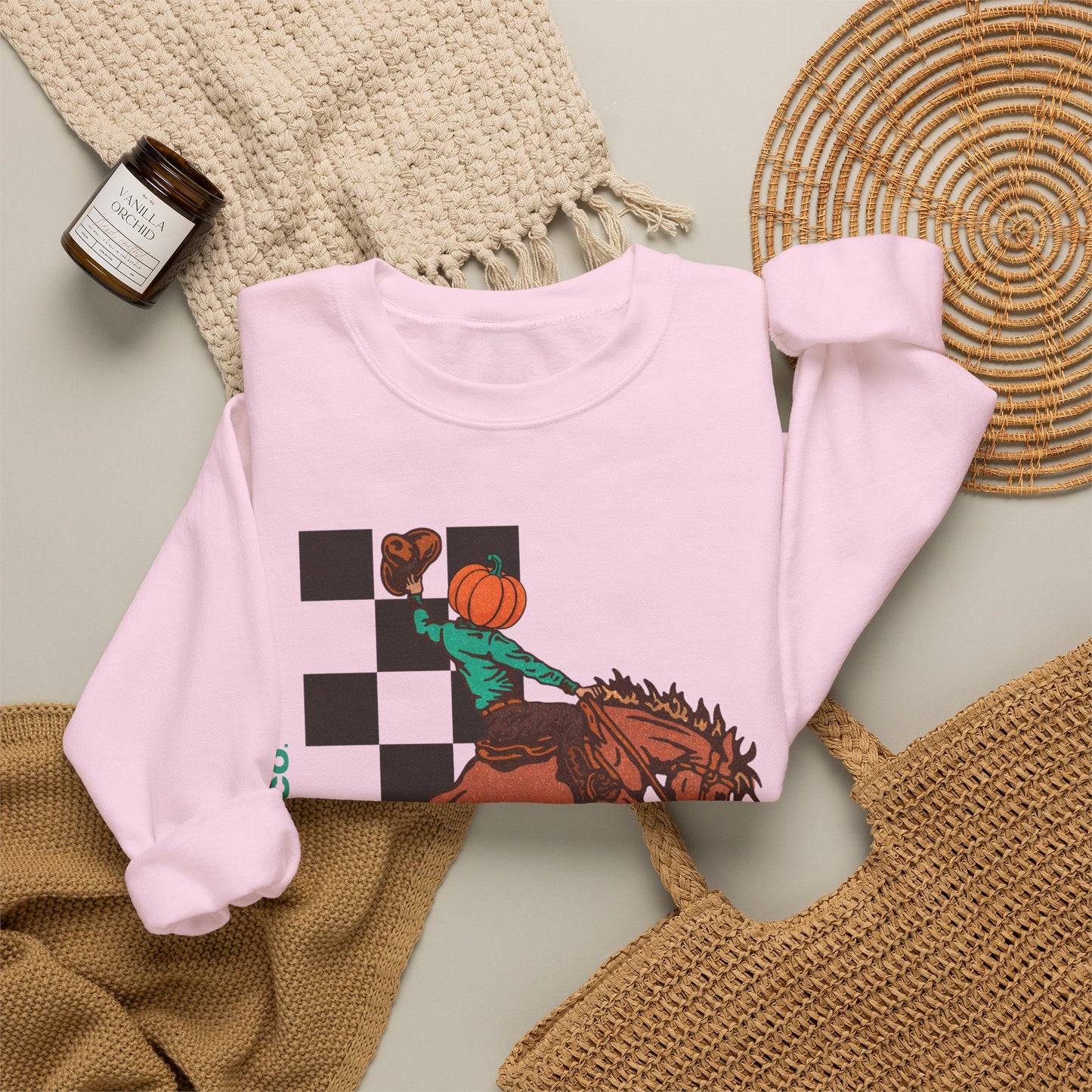 Pumpkin Bucking Horse Crewneck