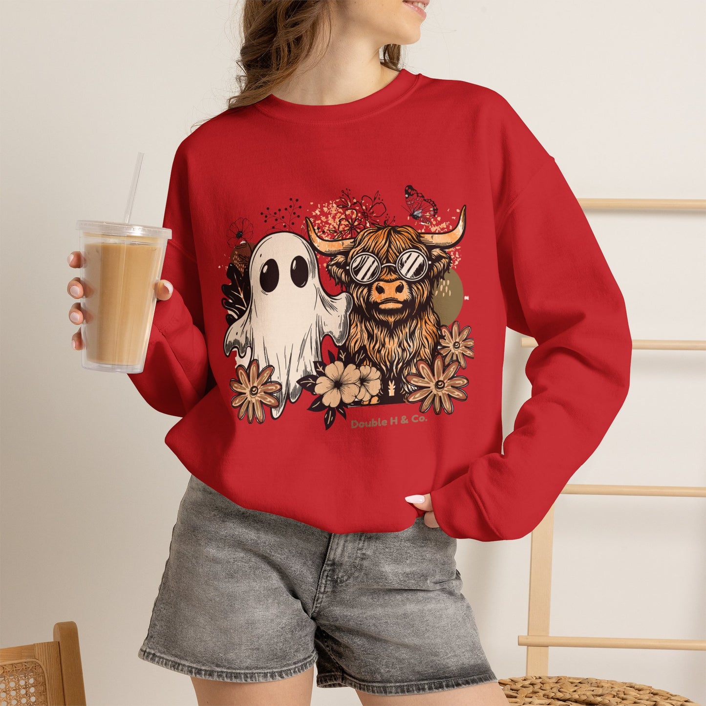 Floral Cow & Ghost Crewneck