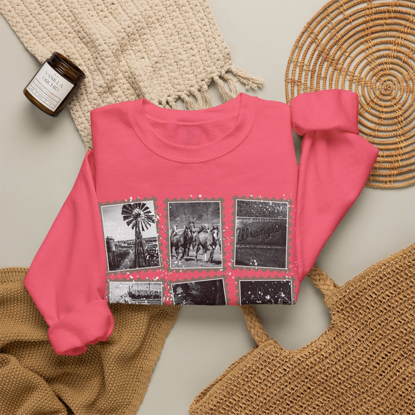 Rustic Postage Stamp Crewneck