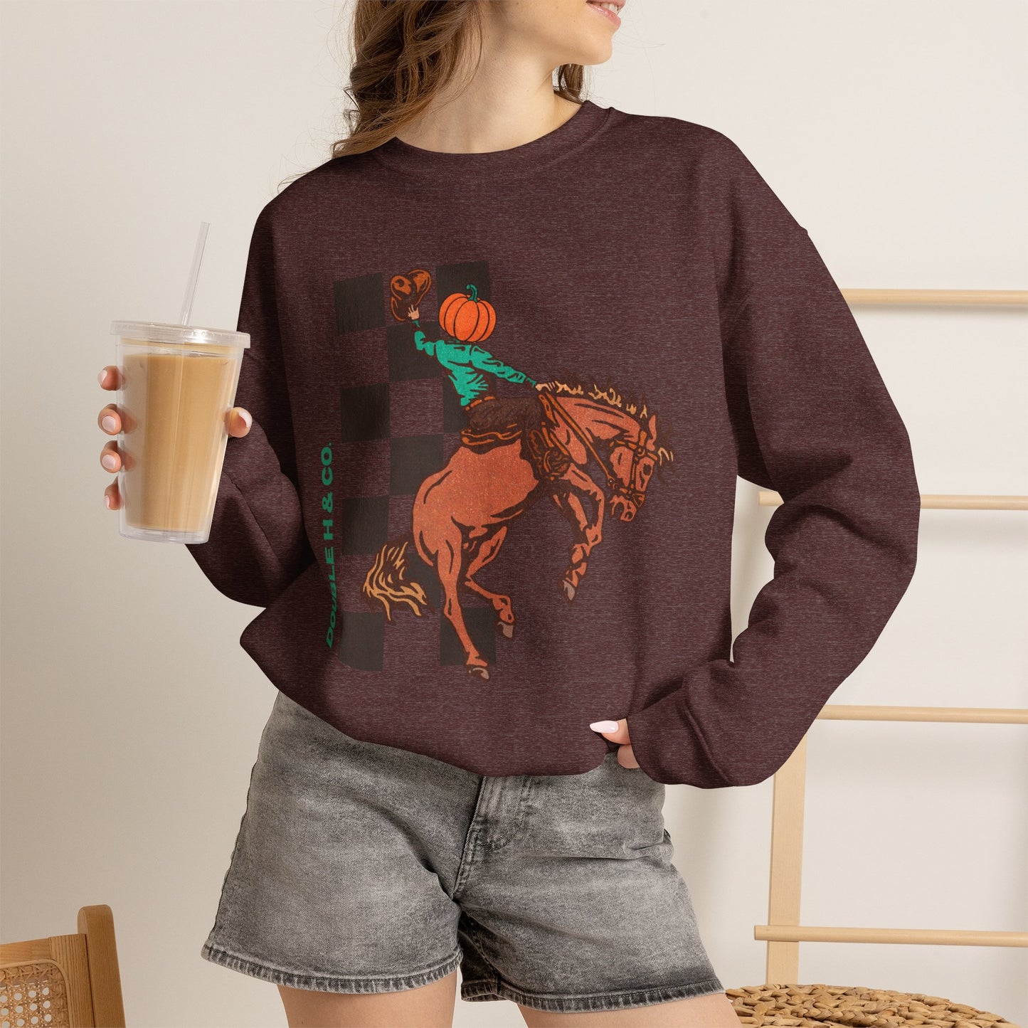 Pumpkin Bucking Horse Crewneck