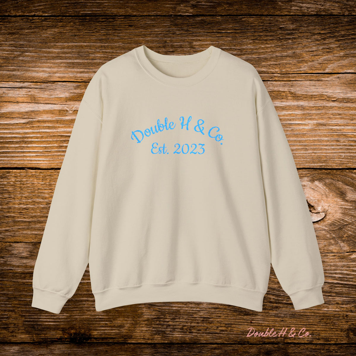 Double H & Co. Embroidered Crewneck - Turquoise