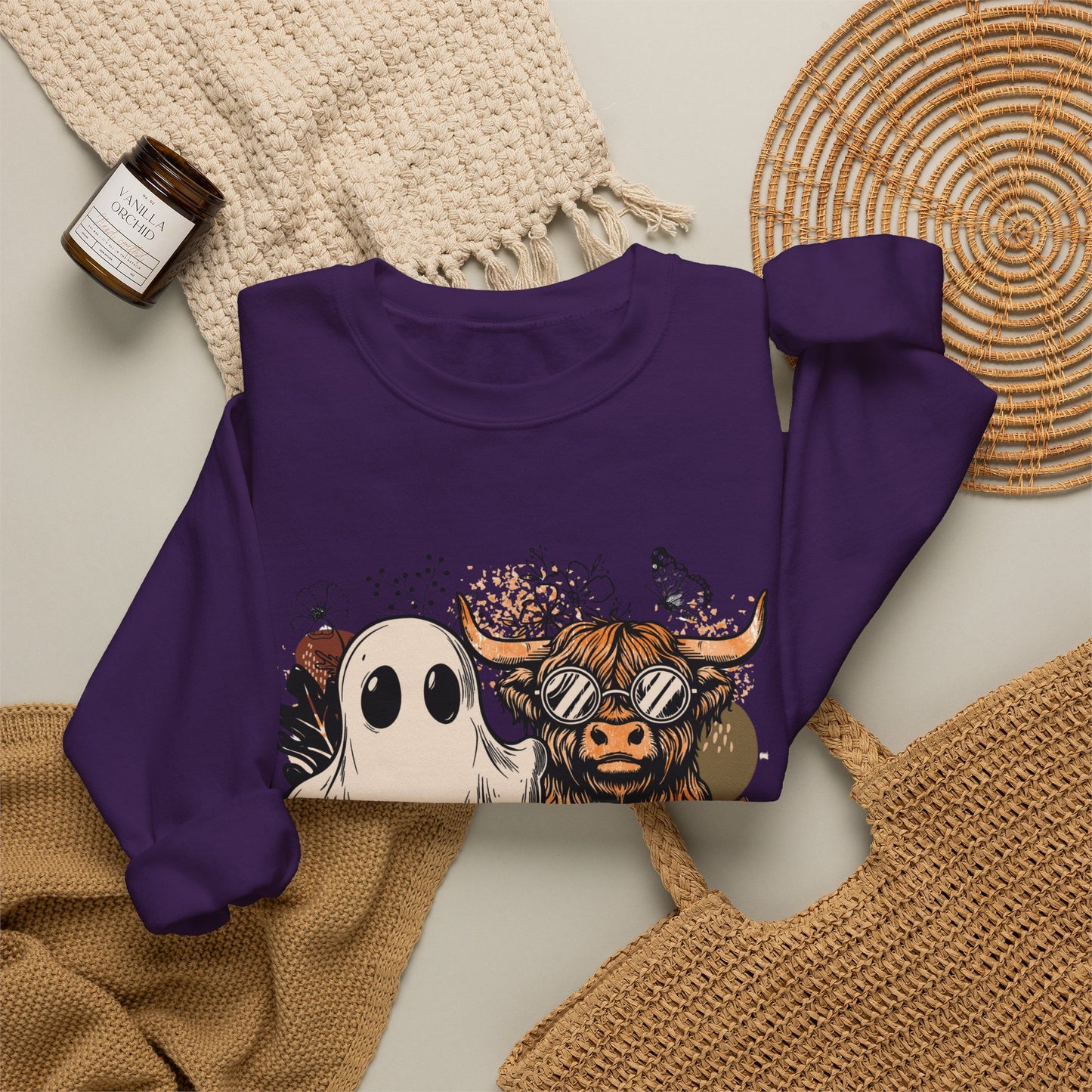 Floral Cow & Ghost Crewneck