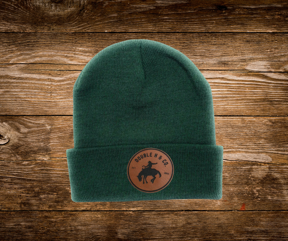Winter Beanie Leather Logo Patch Hats