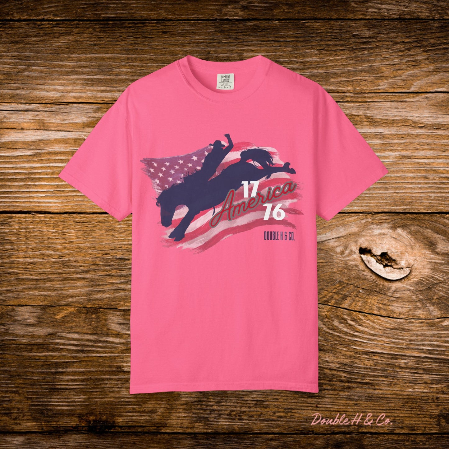 American Flag Bucking Horse Graphic Tee