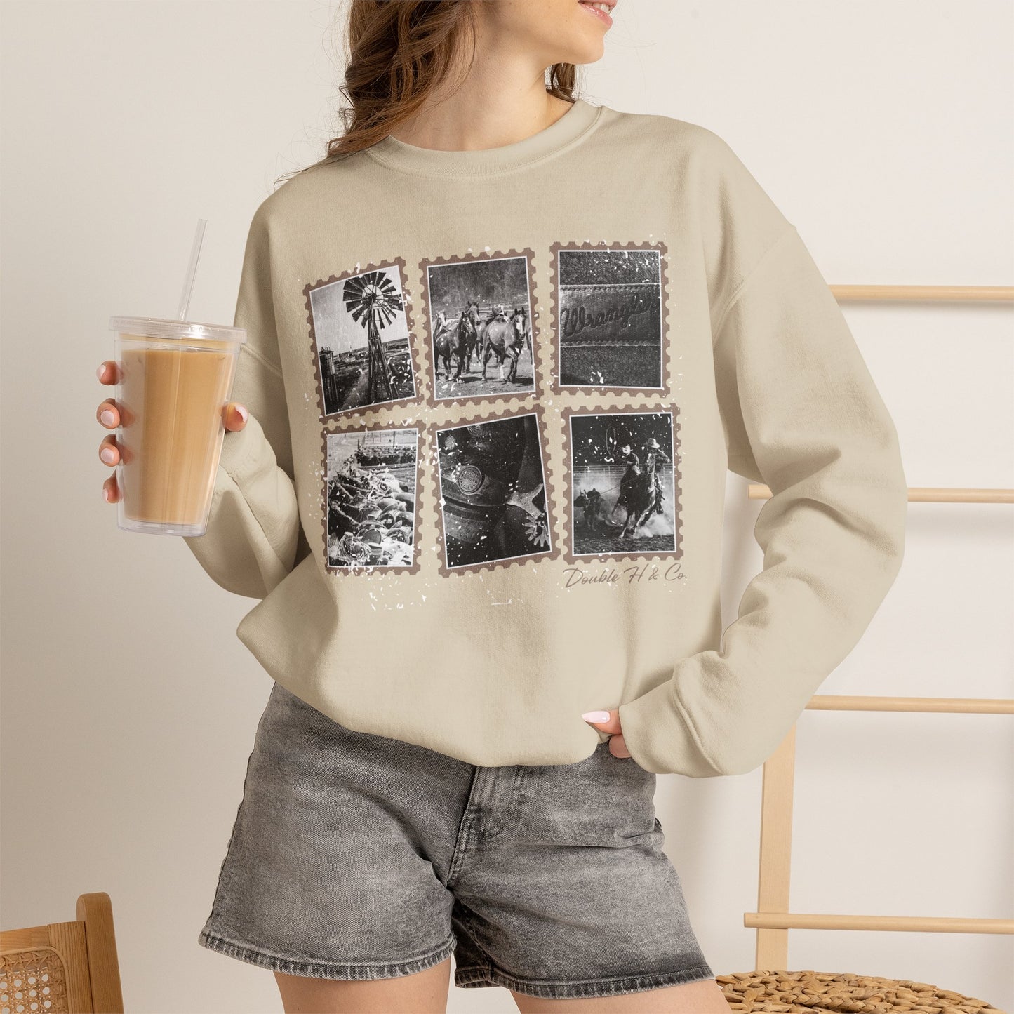 Rustic Postage Stamp Crewneck