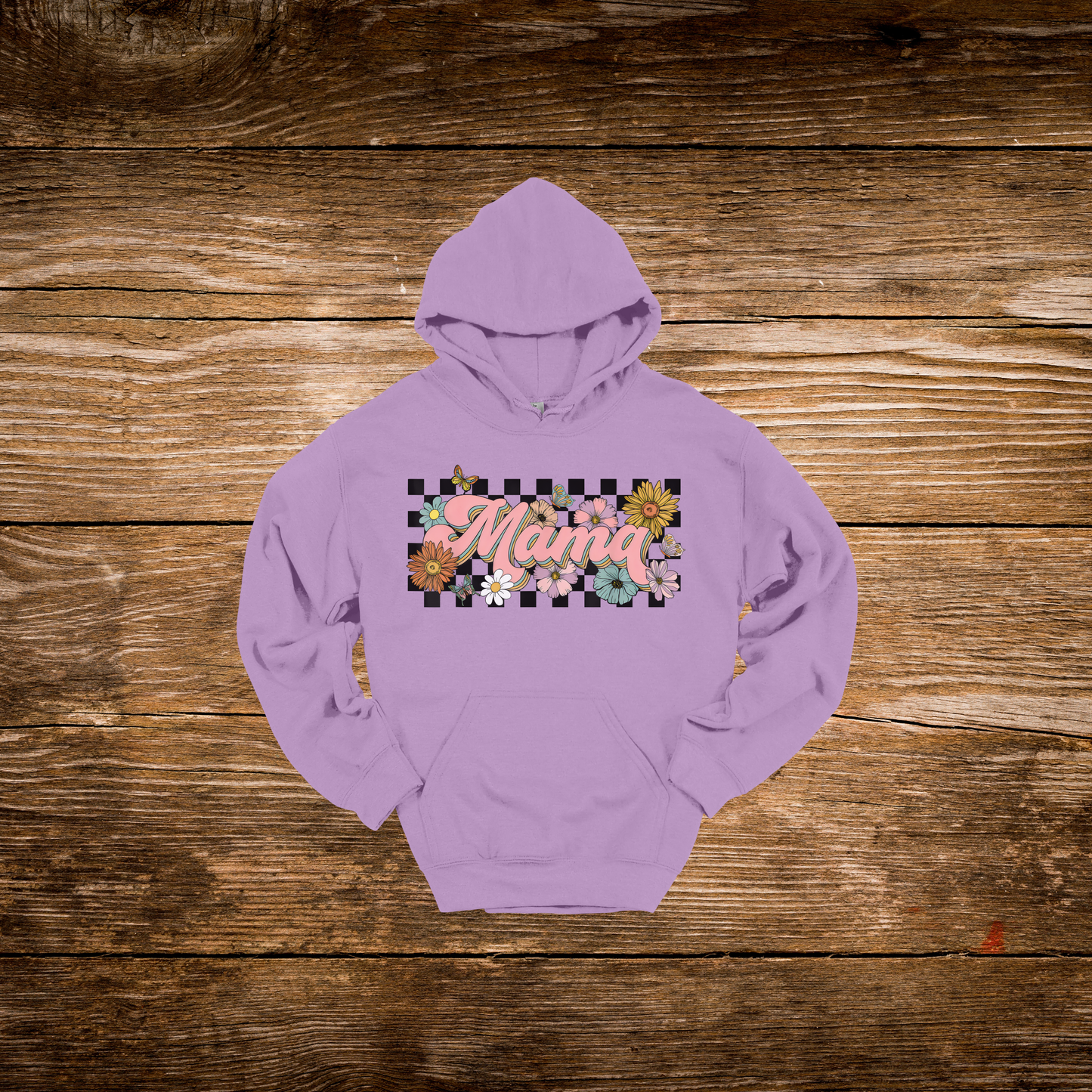 Checkered Daisy Mama Hoodie