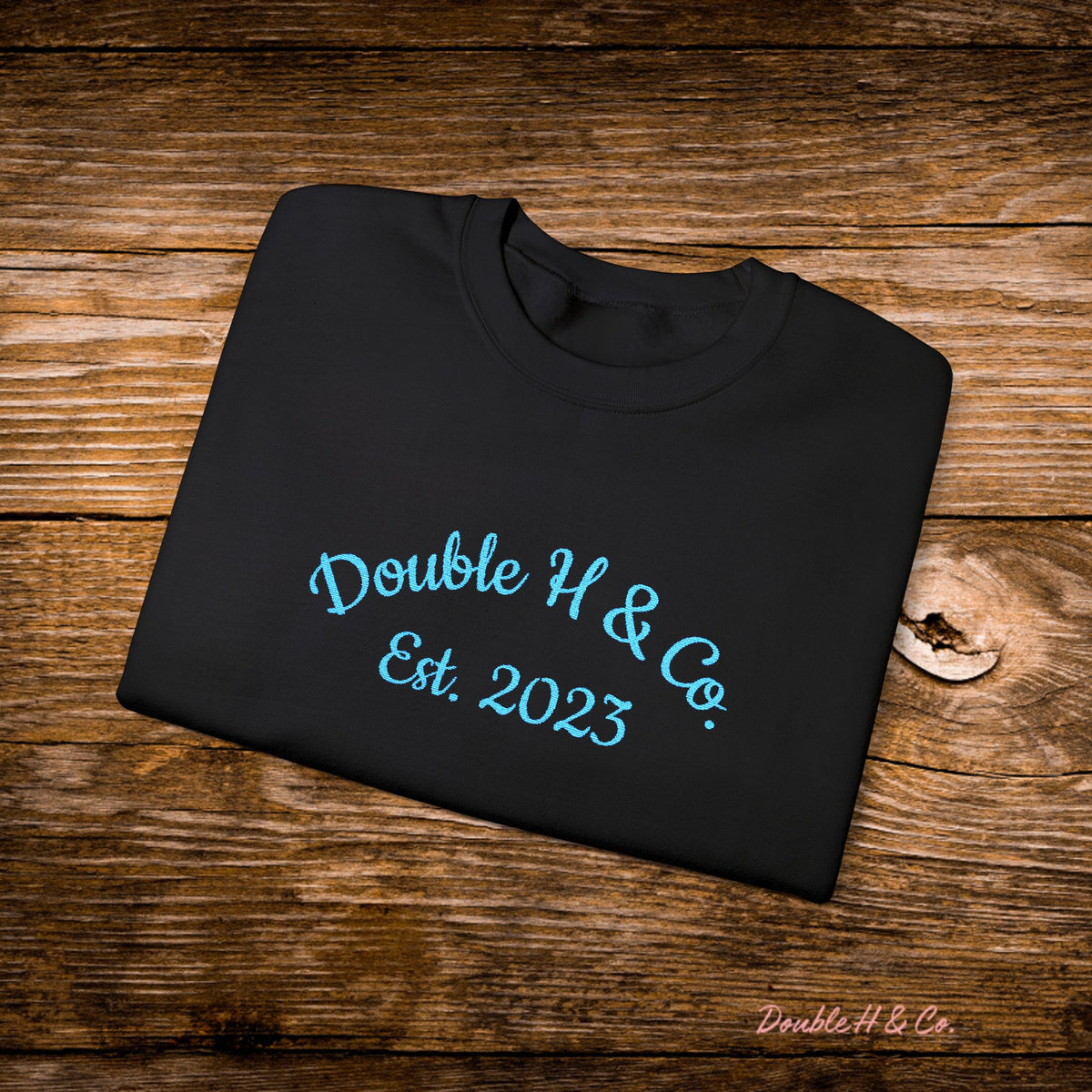 Double H & Co. Embroidered Crewneck - Turquoise