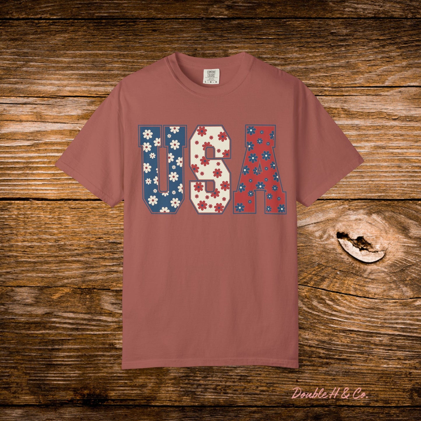 USA Floral Graphic Tee