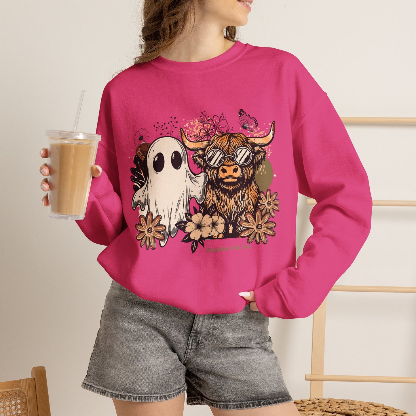 Floral Cow & Ghost Crewneck