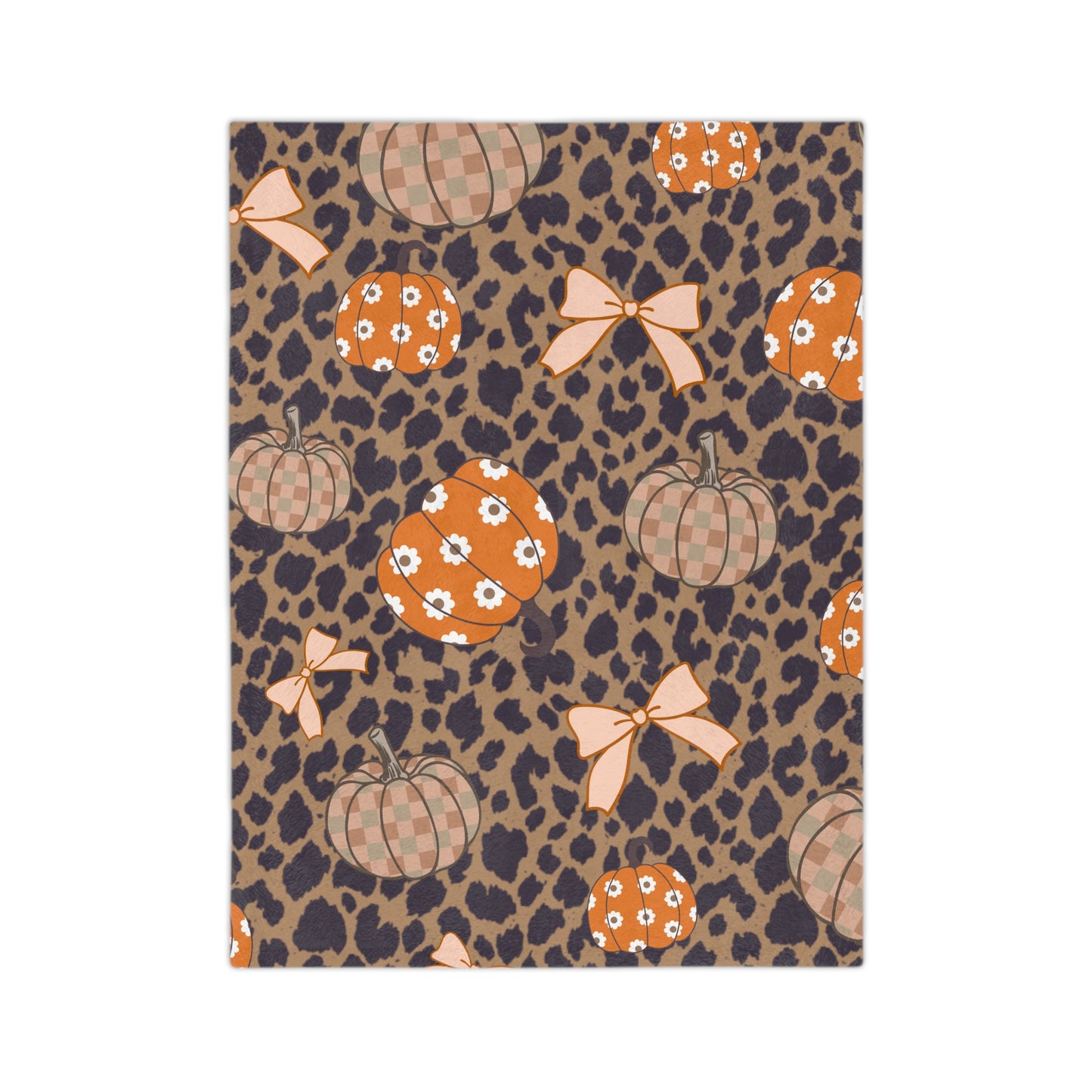 Cheetah Pumpkin & Bow Throw Blanket