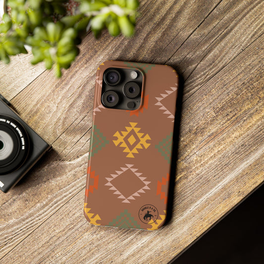 Slim Phone Case — Southwestern Aztec Pattern in Earth Tones