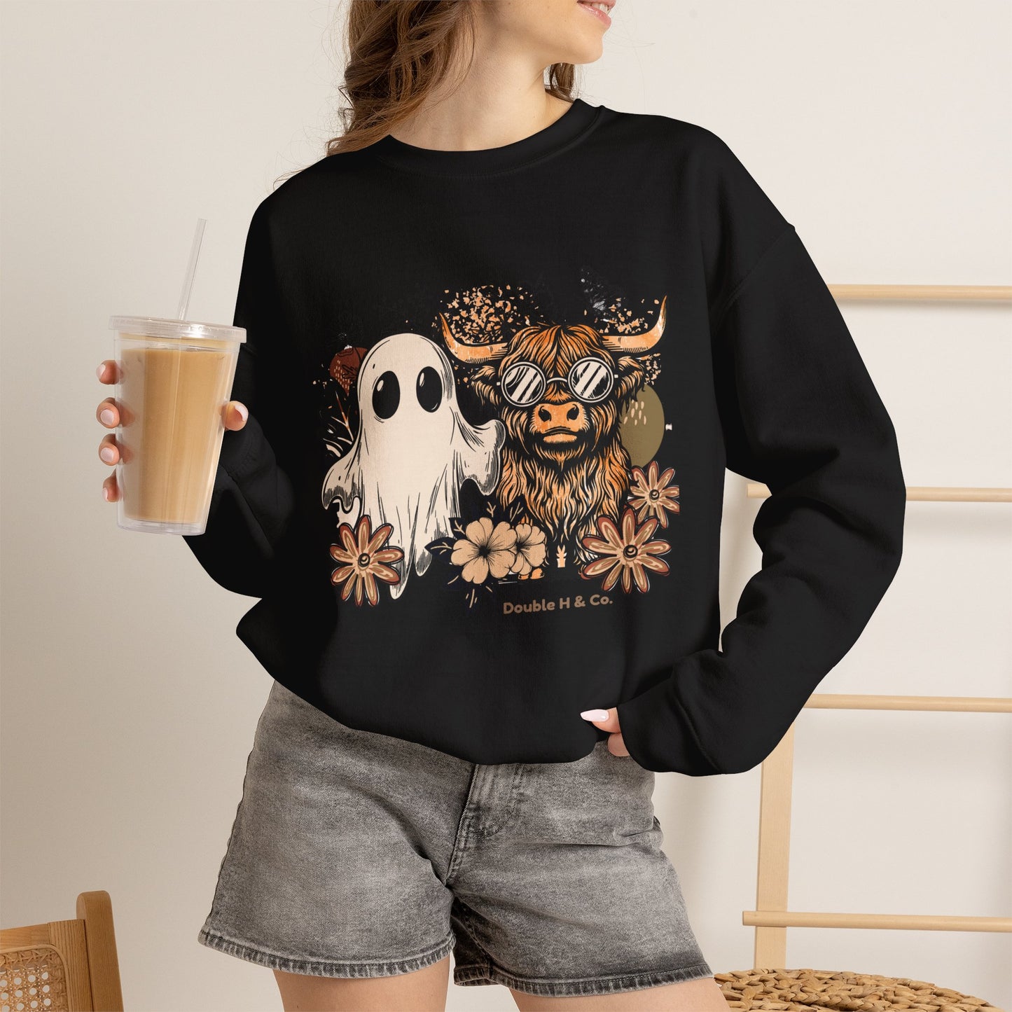 Floral Cow & Ghost Crewneck