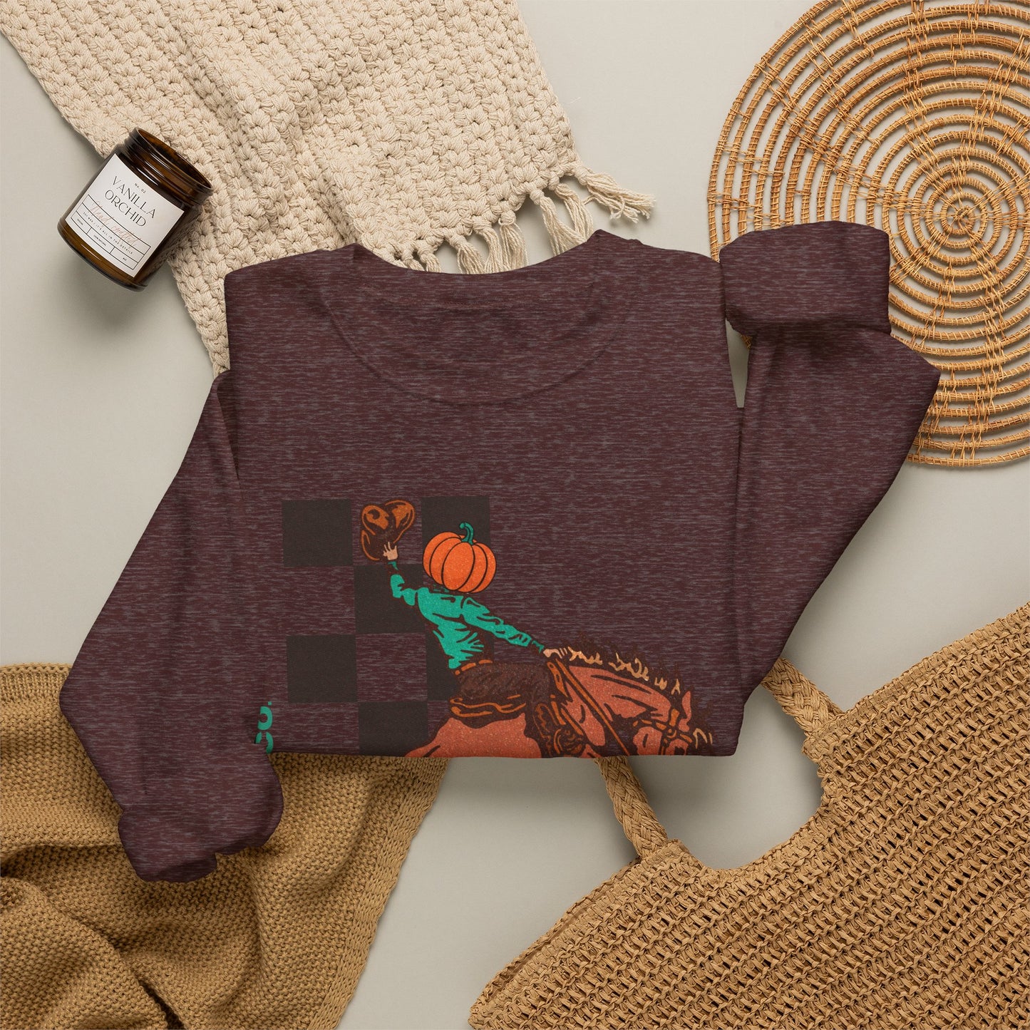 Pumpkin Bucking Horse Crewneck