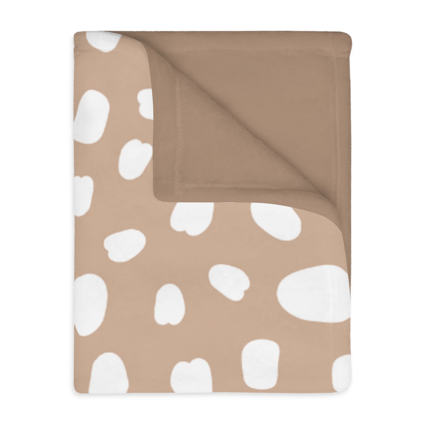 Neutral Dot Print Velveteen Blanket — Reversible Microfiber Throw