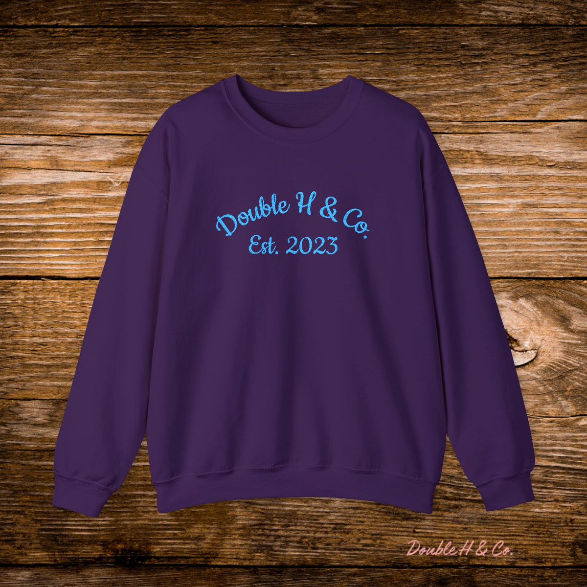 Double H & Co. Embroidered Crewneck - Turquoise