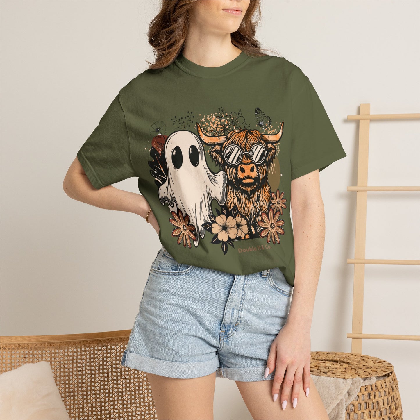 Floral Cow & Ghost Tee