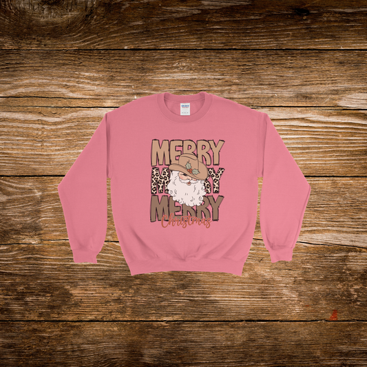 Merry Cowboy Santa Crewneck