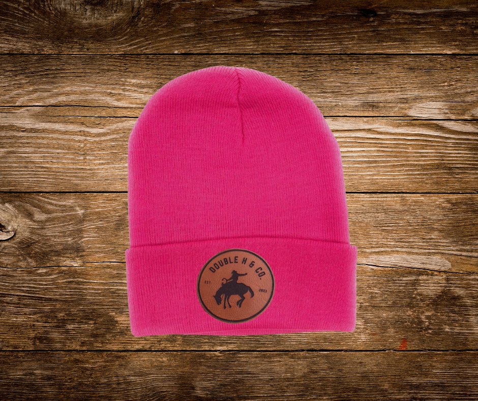 Winter Beanie Leather Logo Patch Hats