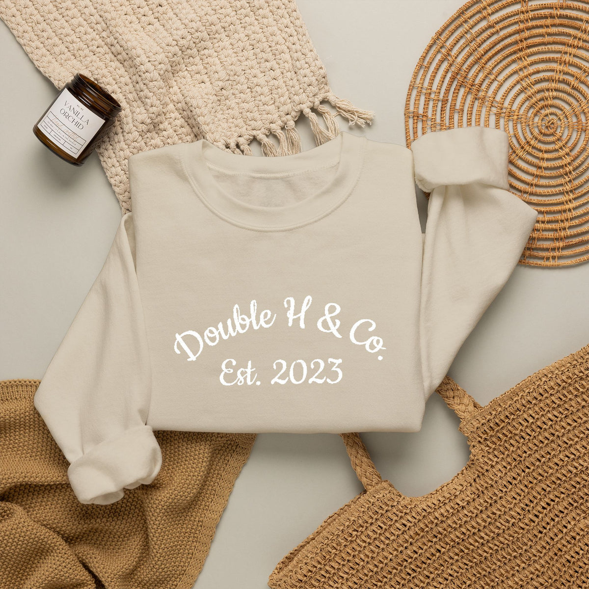 Double H & Co. Embroidered Crewneck - White
