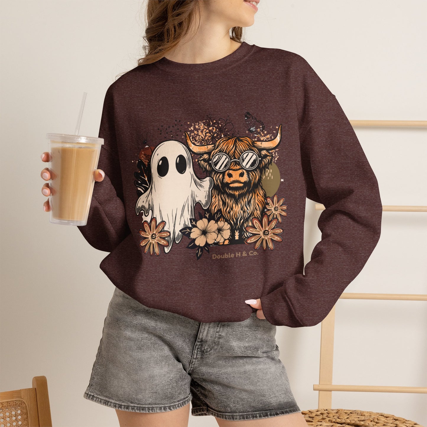Floral Cow & Ghost Crewneck