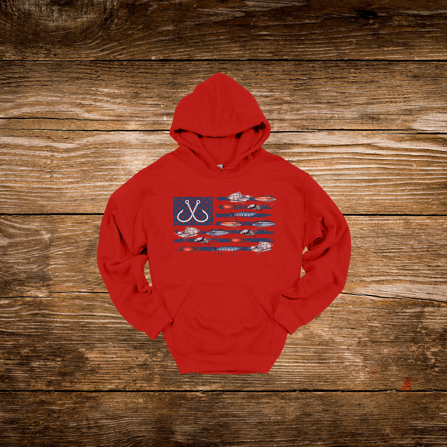 Fishing American Flag Hoodie