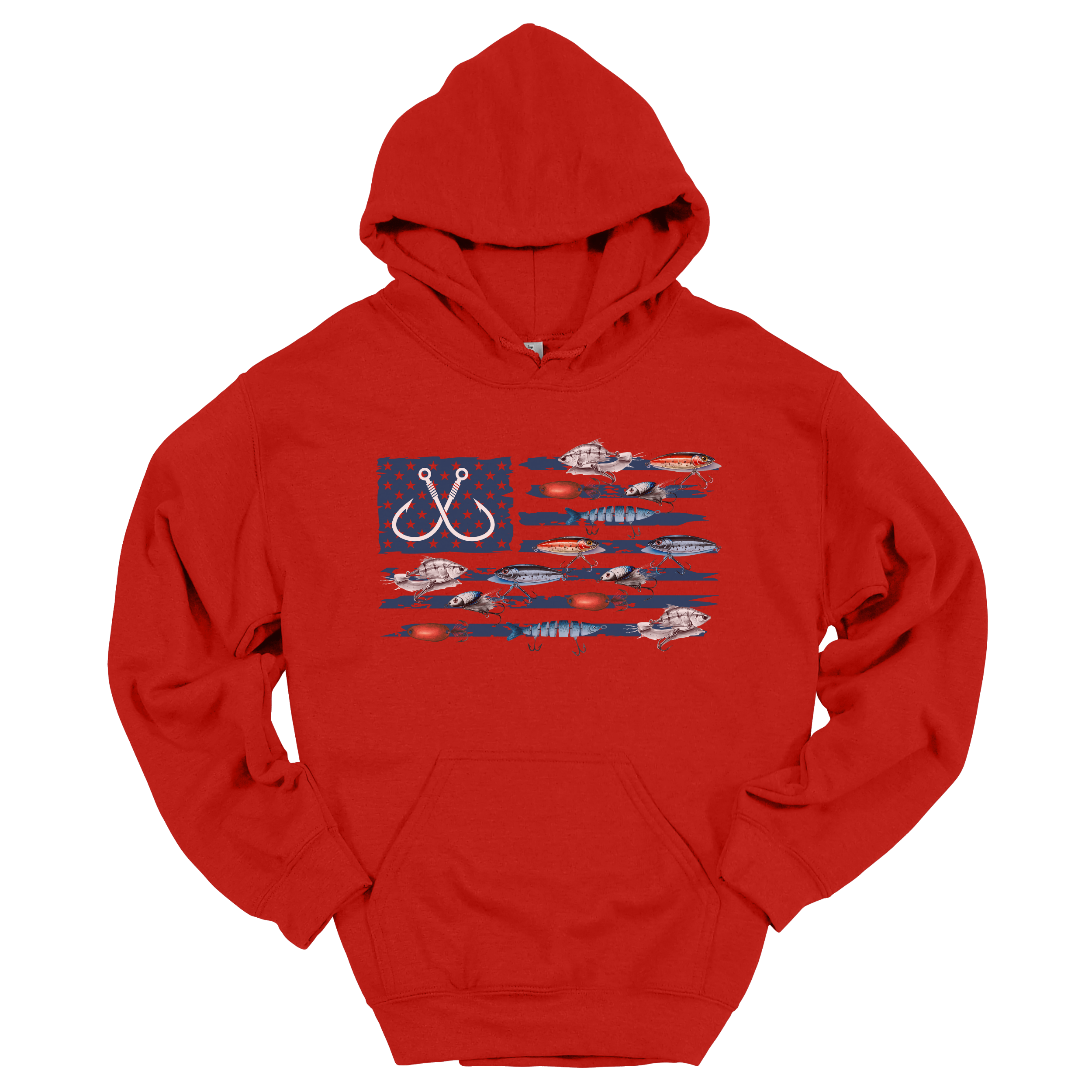 Fishing American Flag Hoodie