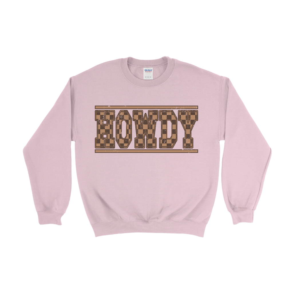 Brown & Black Checkered Howdy Crewneck
