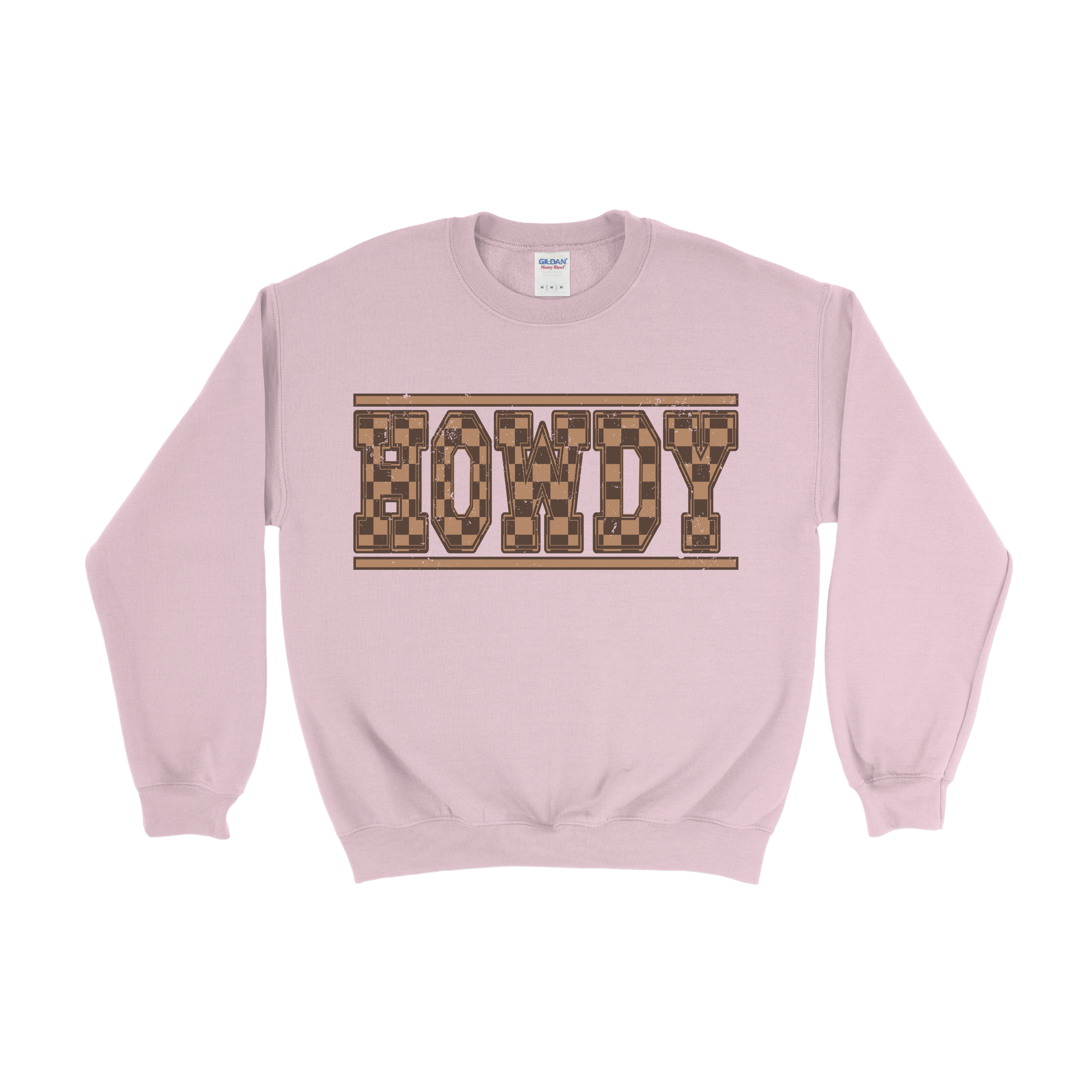 Brown & Black Checkered Howdy Crewneck