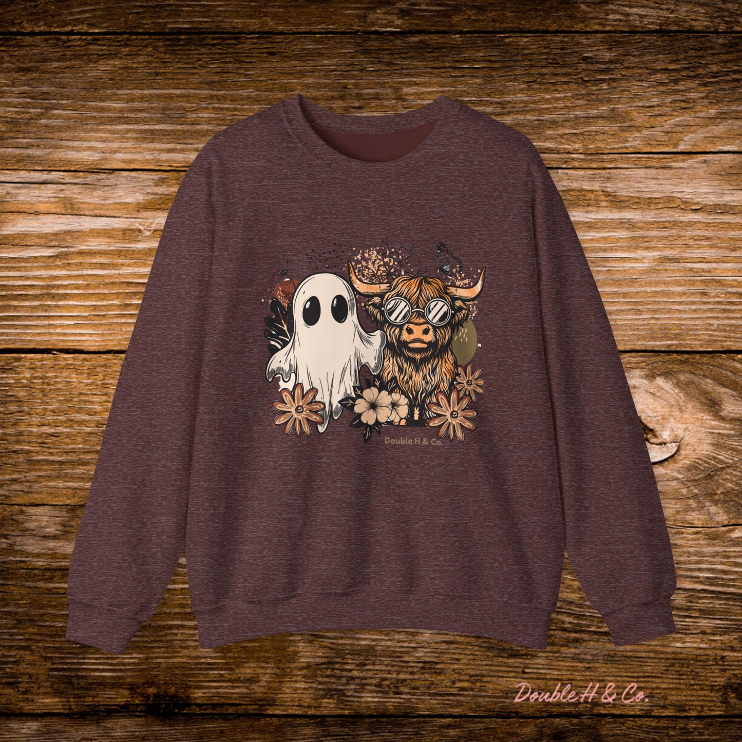 Floral Cow & Ghost Crewneck