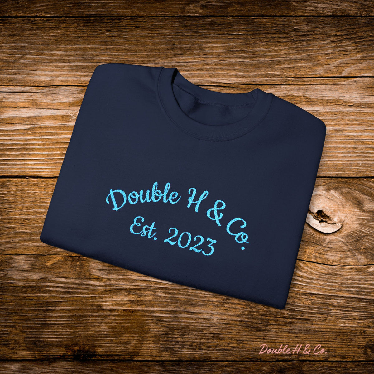 Double H & Co. Embroidered Crewneck - Turquoise