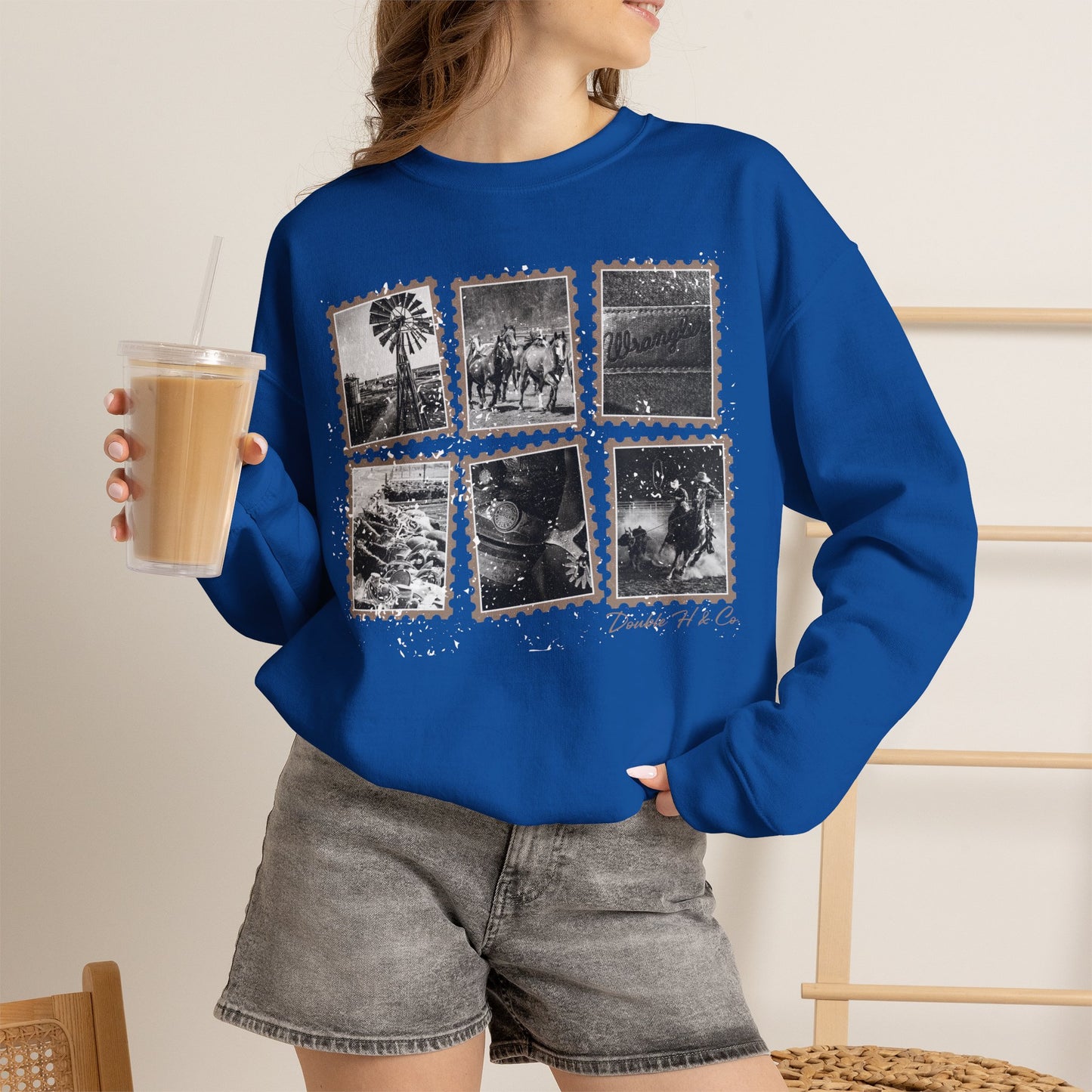 Rustic Postage Stamp Crewneck
