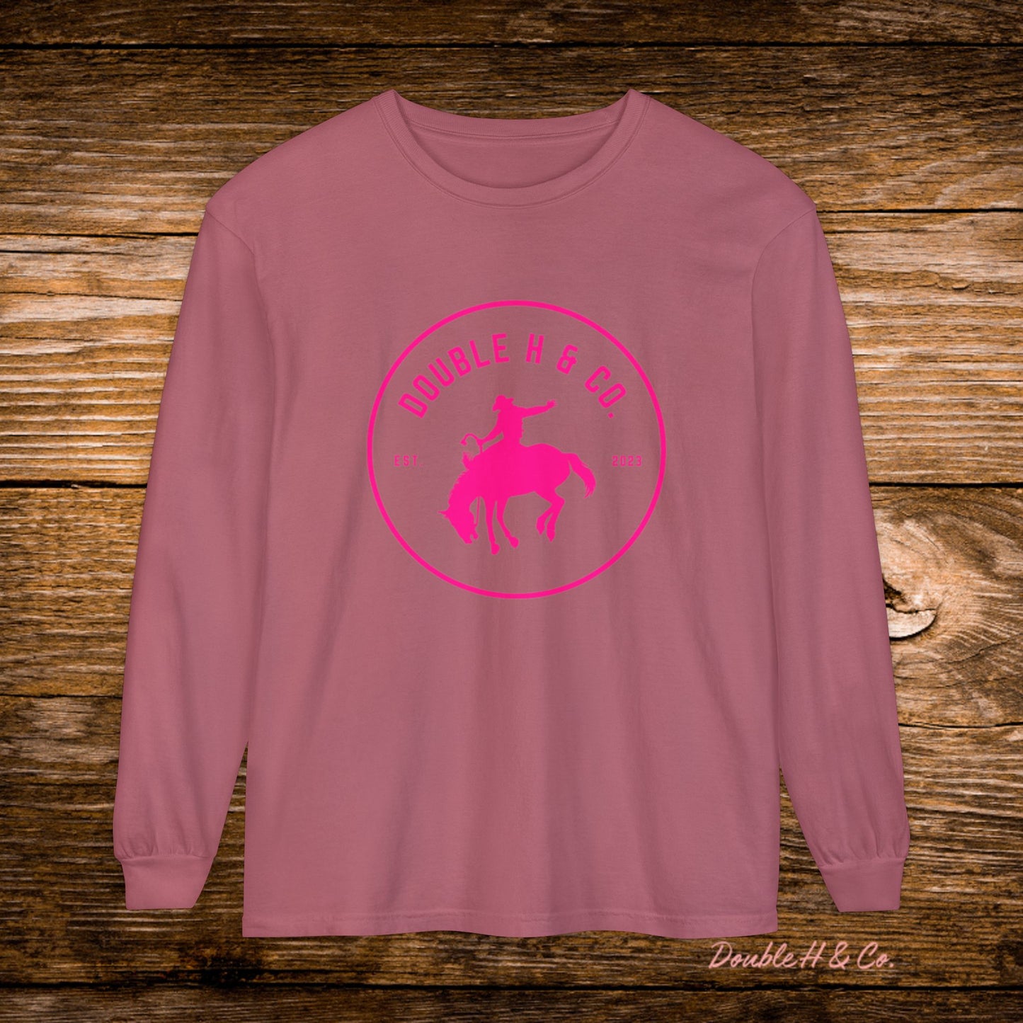 Hot Pink Logo Long Sleeve Tee