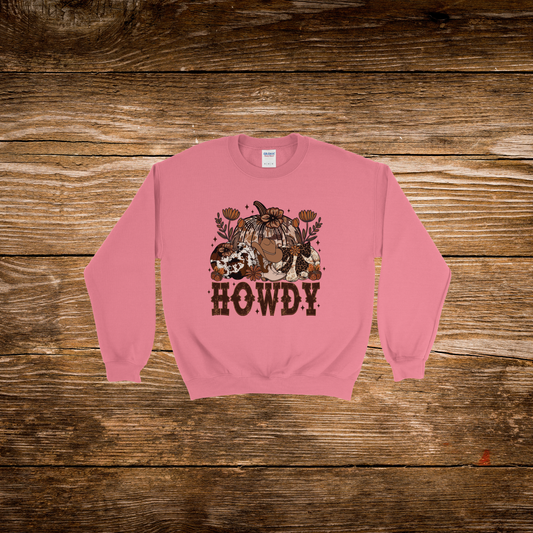Fall Pumpkin Howdy Cowgirl Crewneck