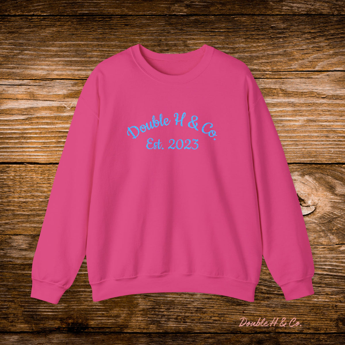 Double H & Co. Embroidered Crewneck - Turquoise