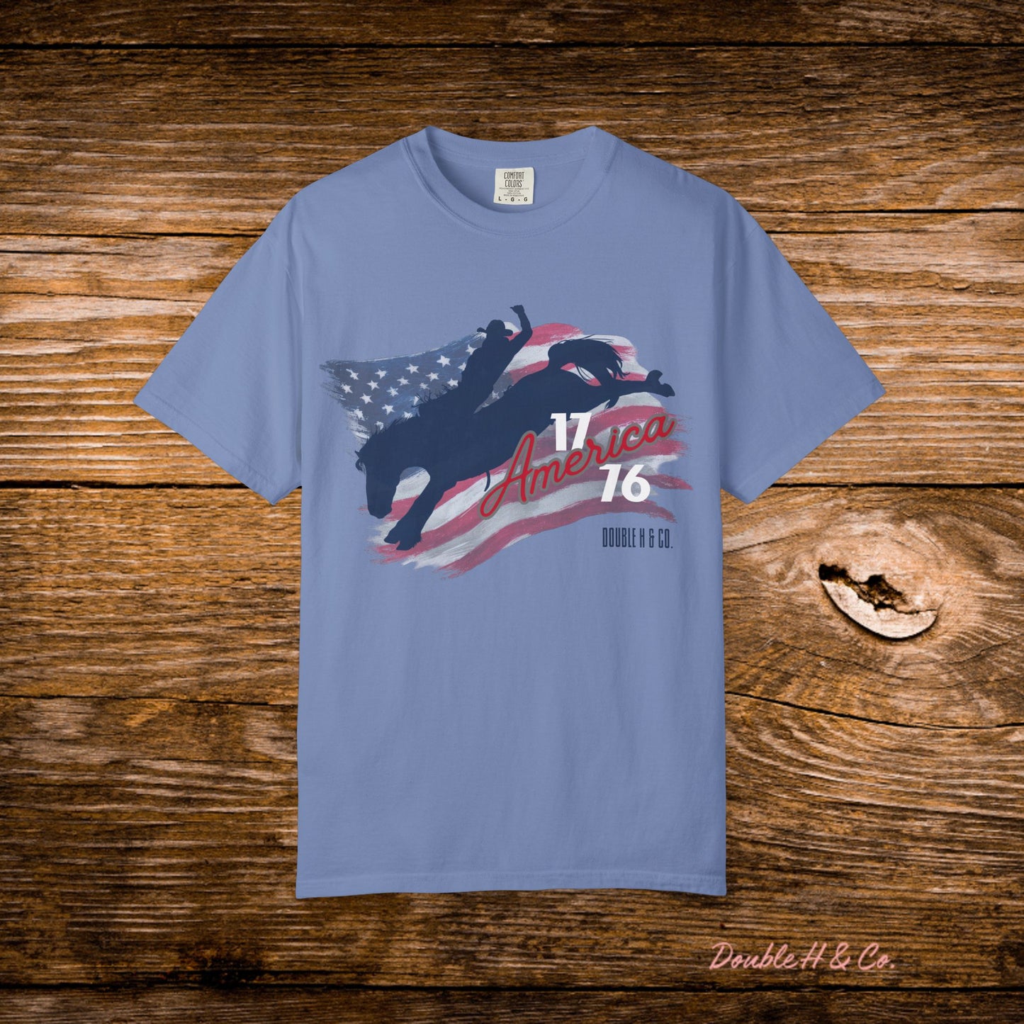 American Flag Bucking Horse Graphic Tee