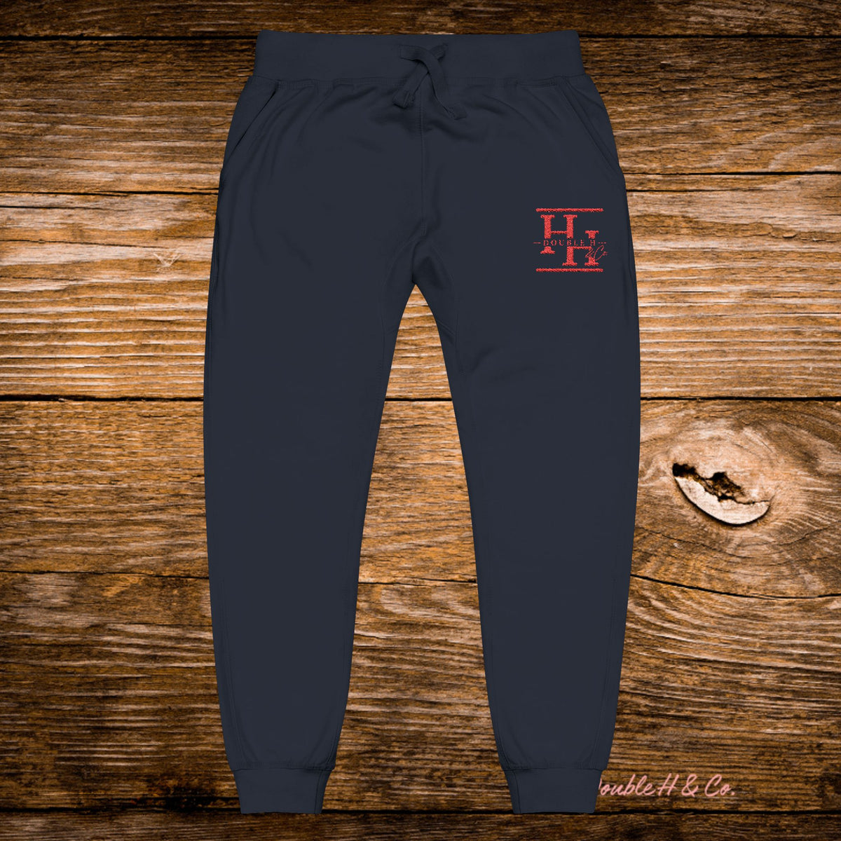 Unisex Fleece Sweatpants w/ Pink Logo - Embroidery