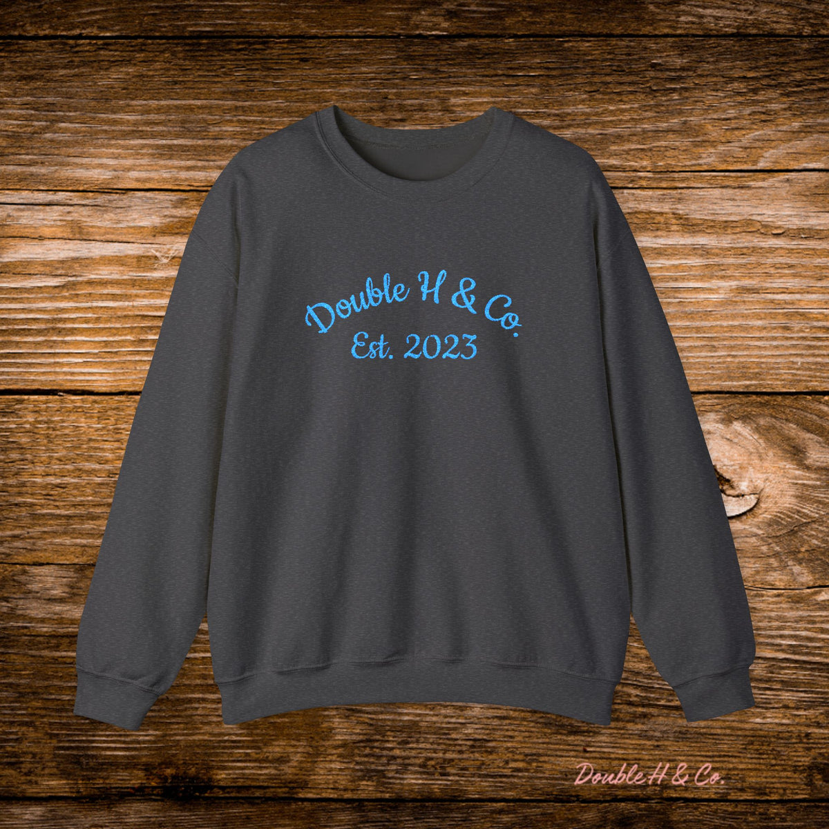 Double H & Co. Embroidered Crewneck - Turquoise