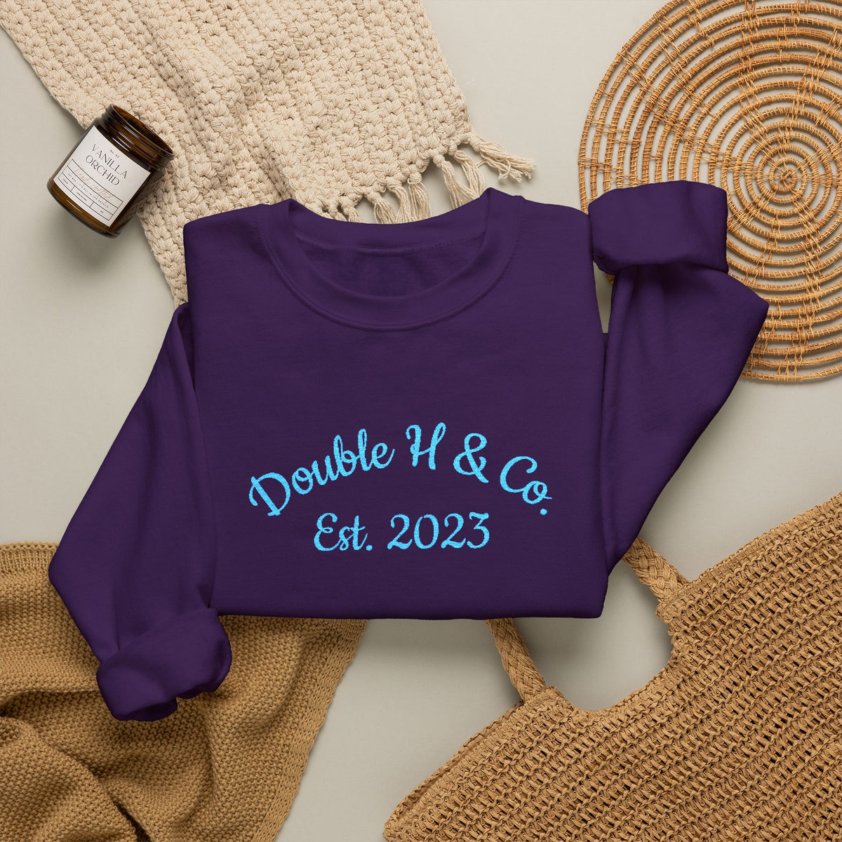 Double H & Co. Embroidered Crewneck - Turquoise