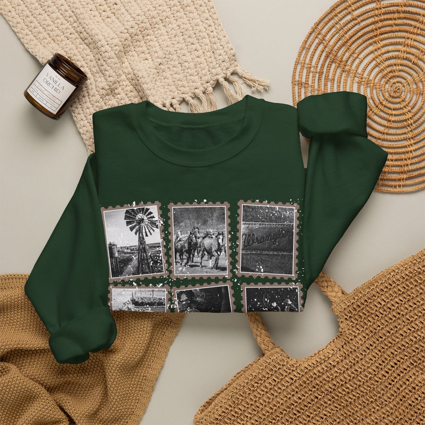 Rustic Postage Stamp Crewneck