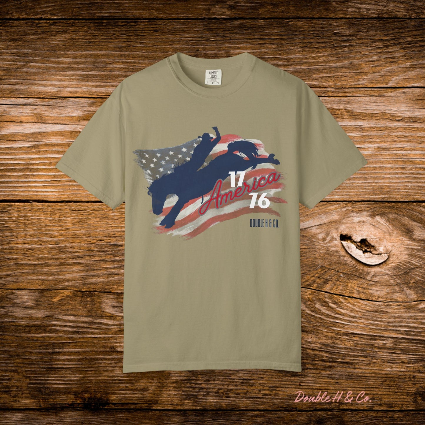 American Flag Bucking Horse Graphic Tee