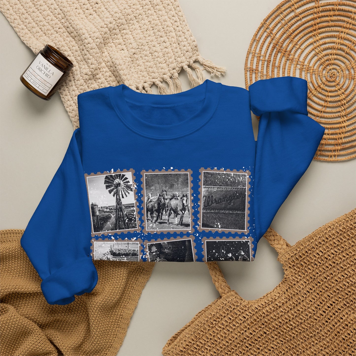 Rustic Postage Stamp Crewneck