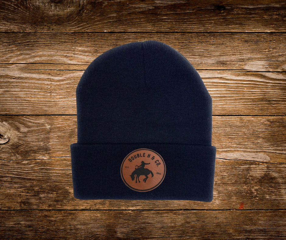 Winter Beanie Leather Logo Patch Hats