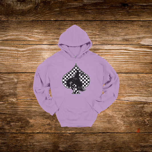 Checkered Bucking Horse Spade Hoodie