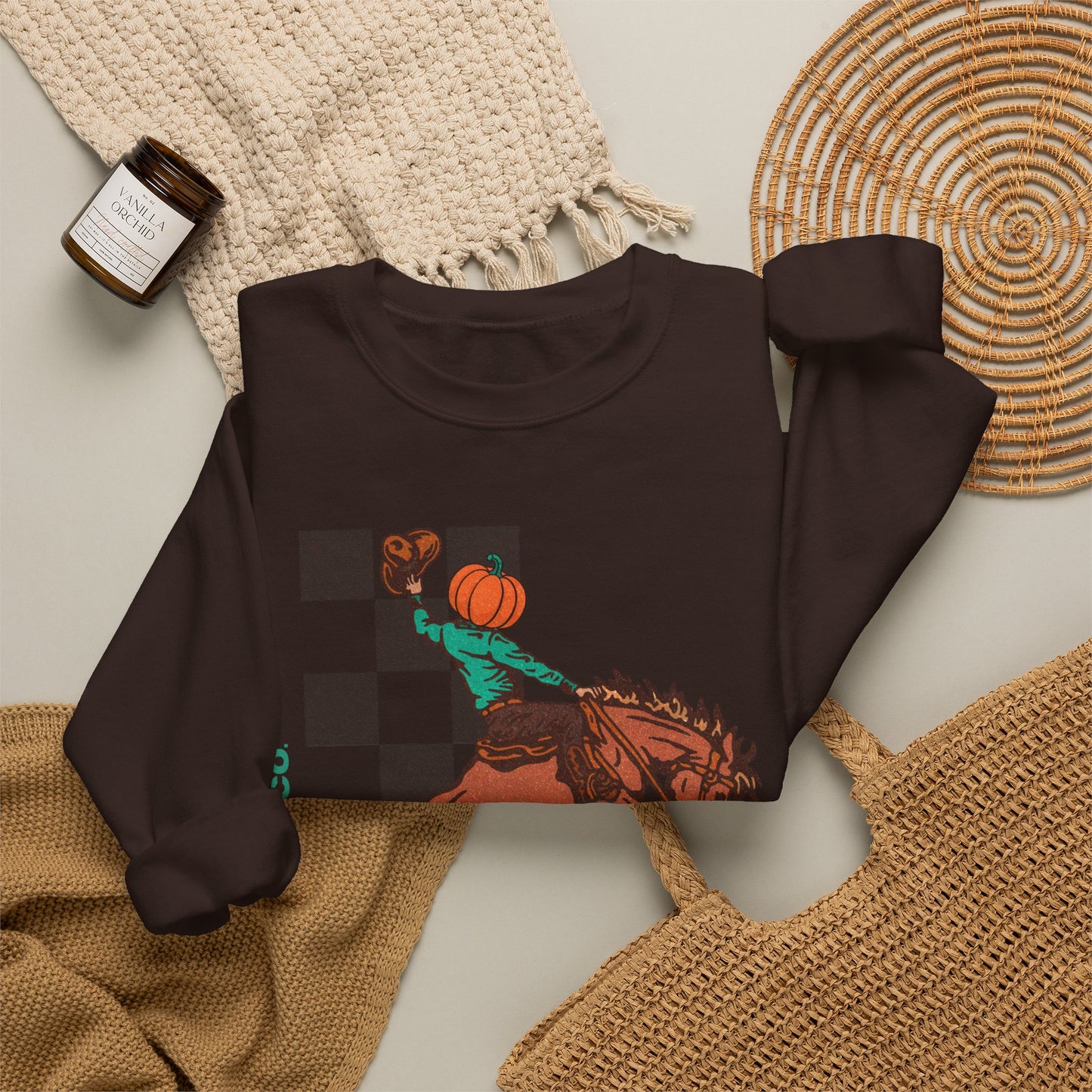 Pumpkin Bucking Horse Crewneck