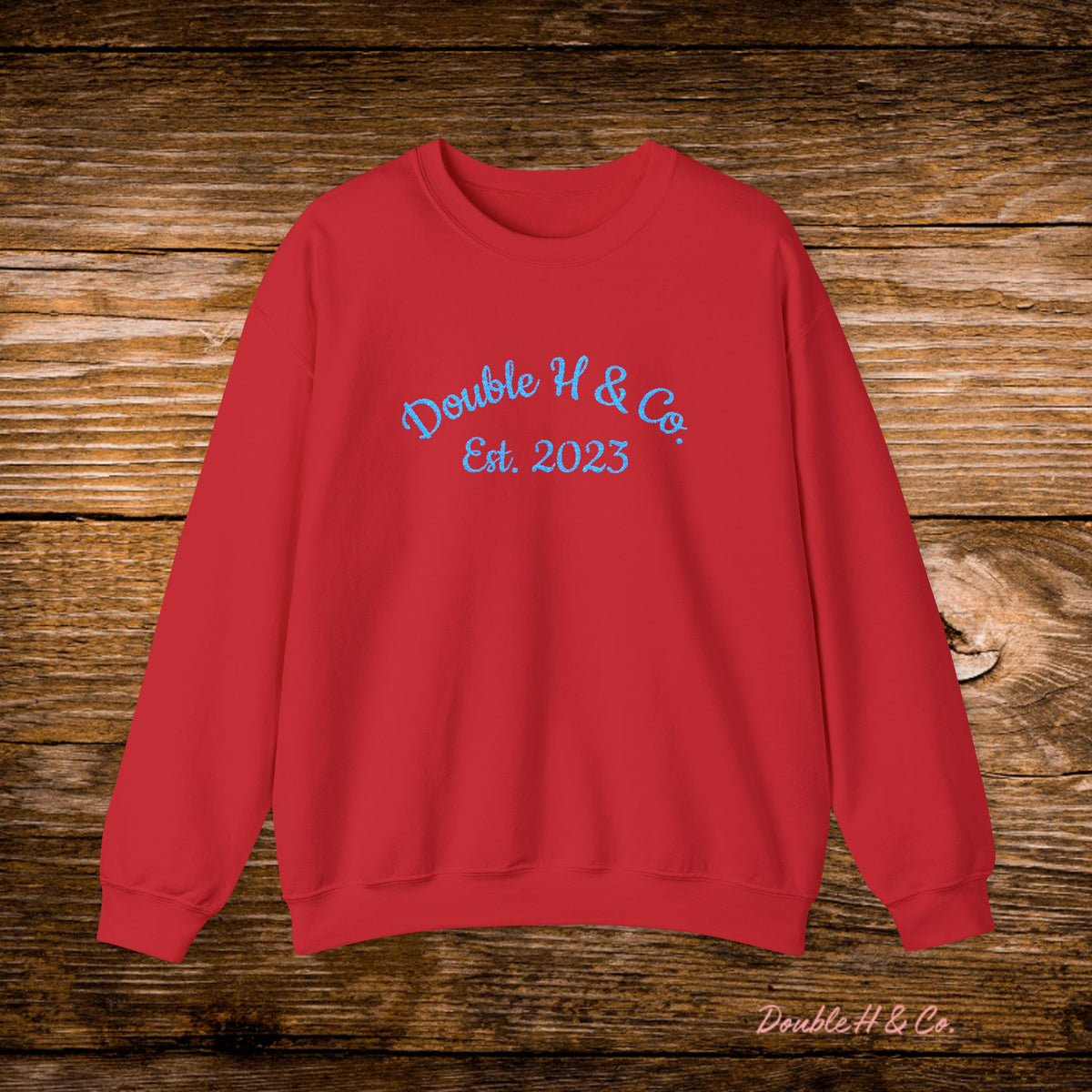 Double H & Co. Embroidered Crewneck - Turquoise