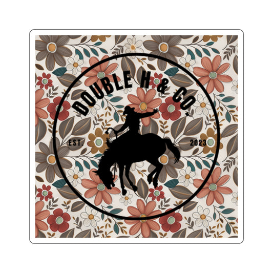 Square Sticker — Floral Rodeo ‘Double H & Co’ Logo
