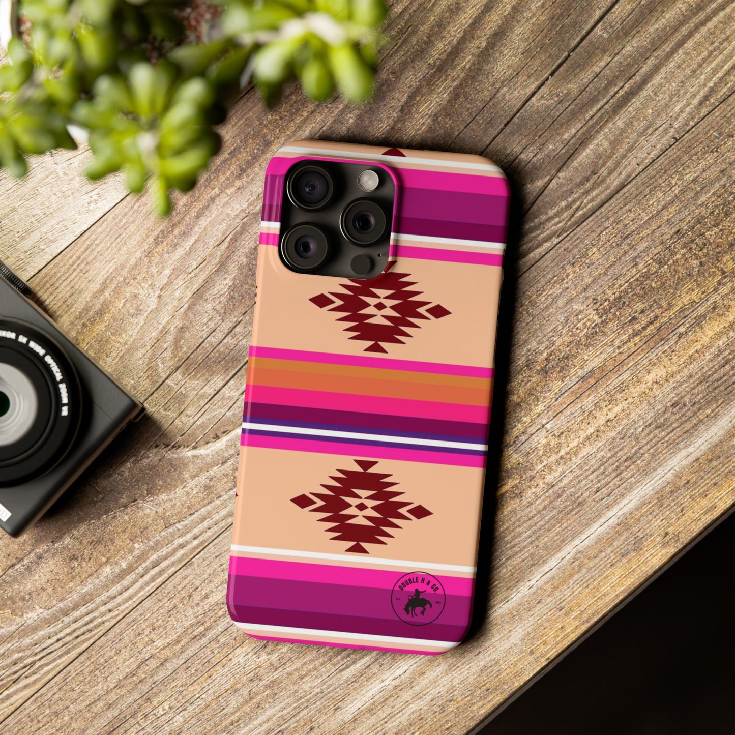 Southwestern Pink Aztec Slim Phone Case — Tribal Stripe Protective Cover