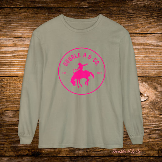 Hot Pink Logo Long Sleeve Tee